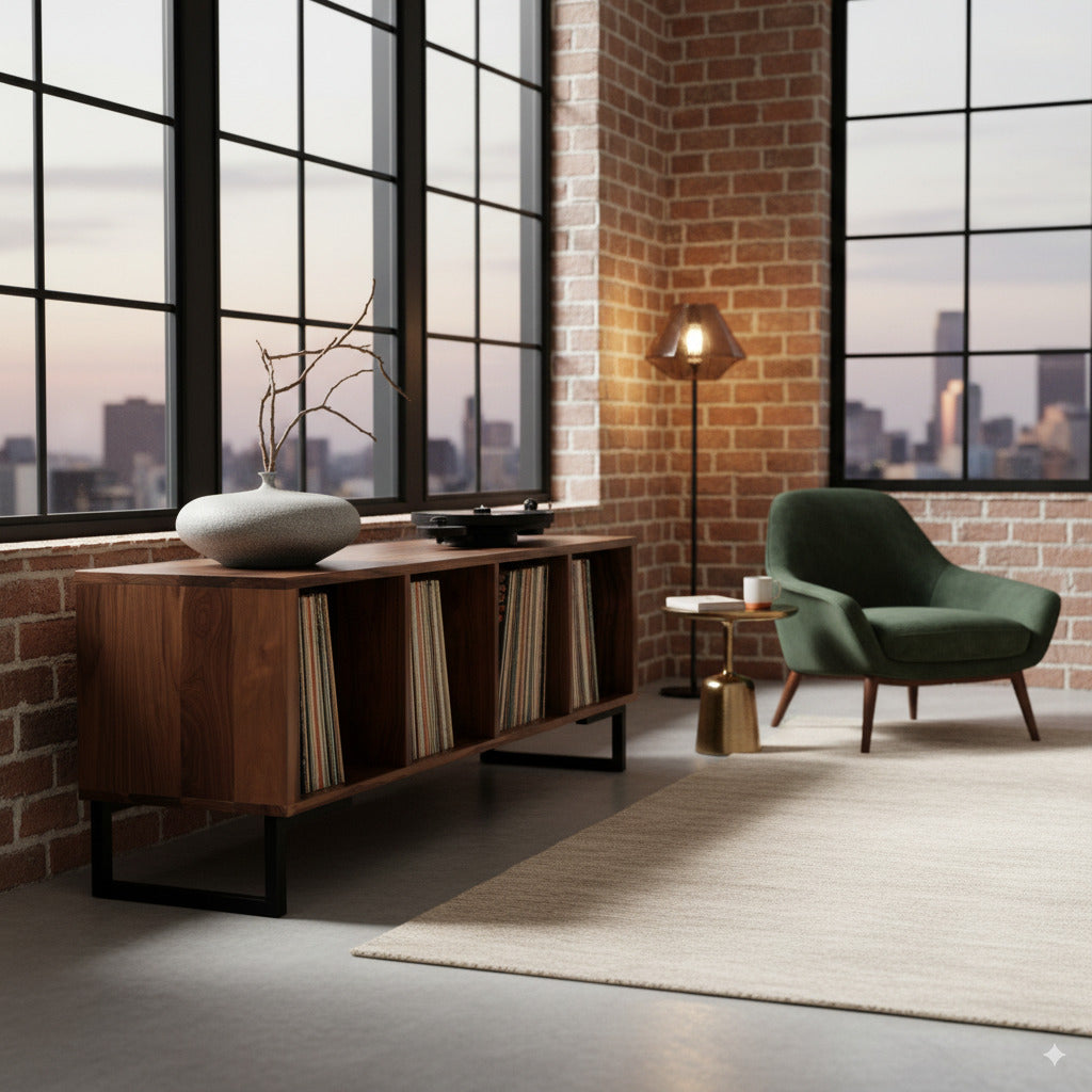 Meuble Vinyles Condor - Bois Massif, Pieds Carrés