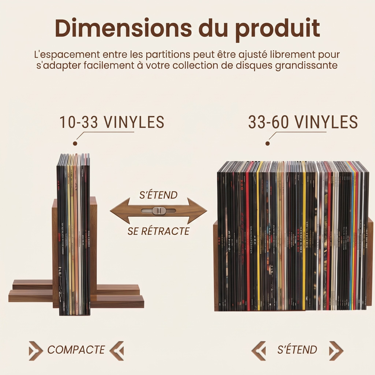 Support Vinyles Ajustable - Acacia Massif