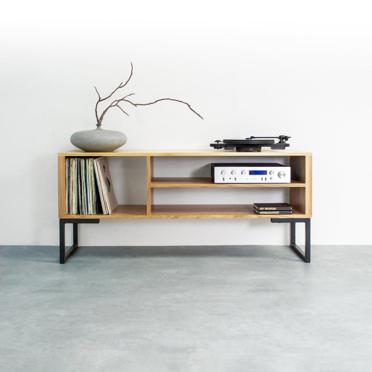 Meuble TV et Vinyles Asymmetric - Bois Massif