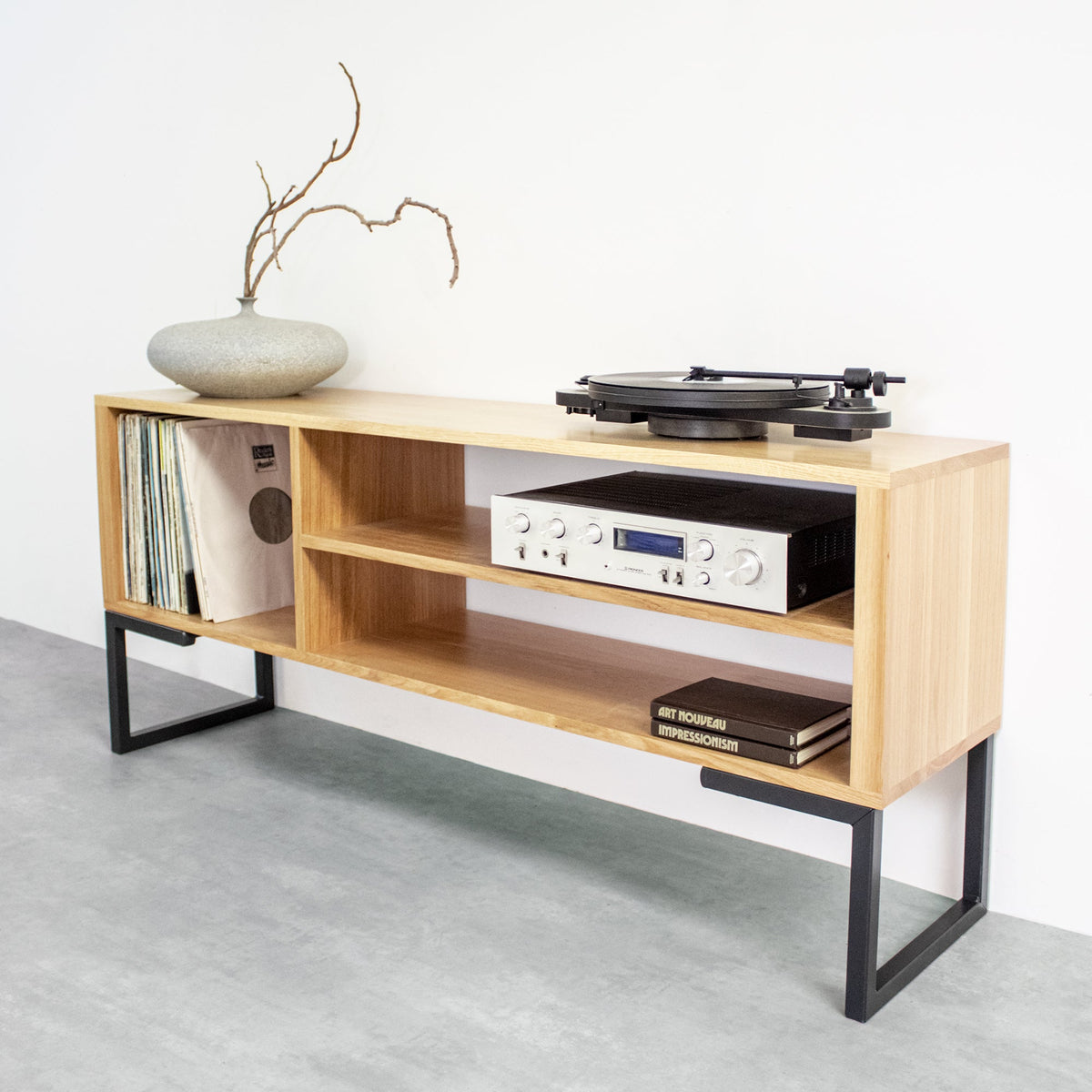 Meuble TV et Vinyles Asymmetric - Bois Massif