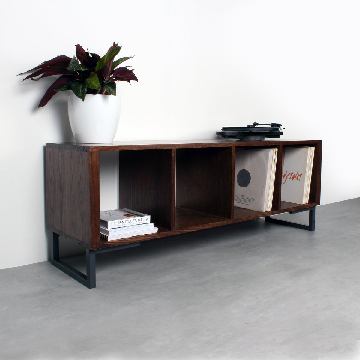 Meuble Vinyles Condor - Bois Massif, Pieds Carrés