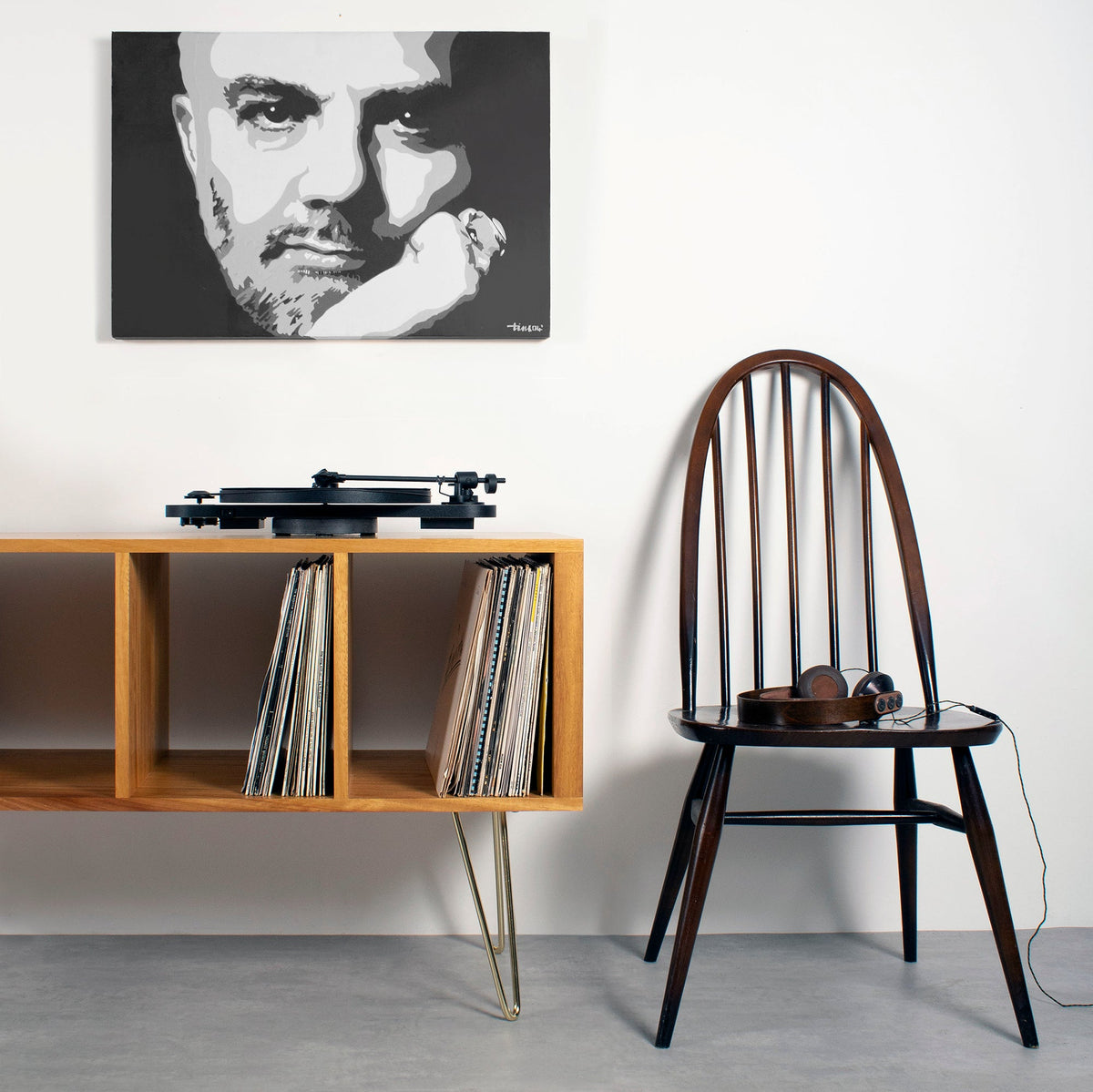 Meuble Vinyles Condor - Bois Massif, Pieds Épingle