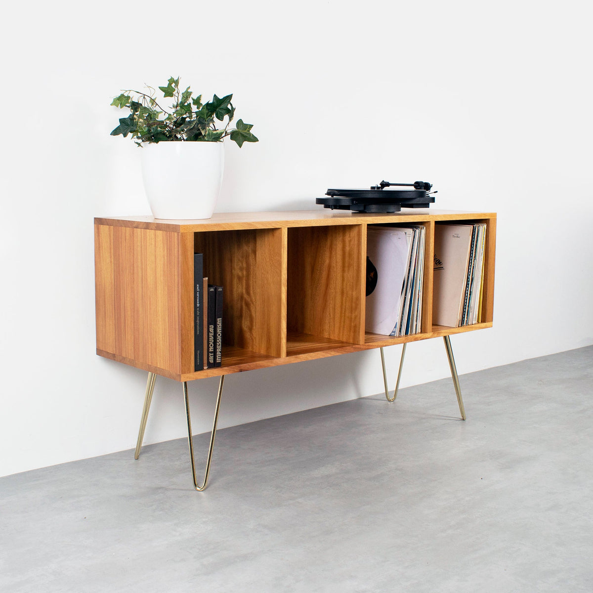 Meuble Vinyles Condor - Bois Massif, Pieds Épingle