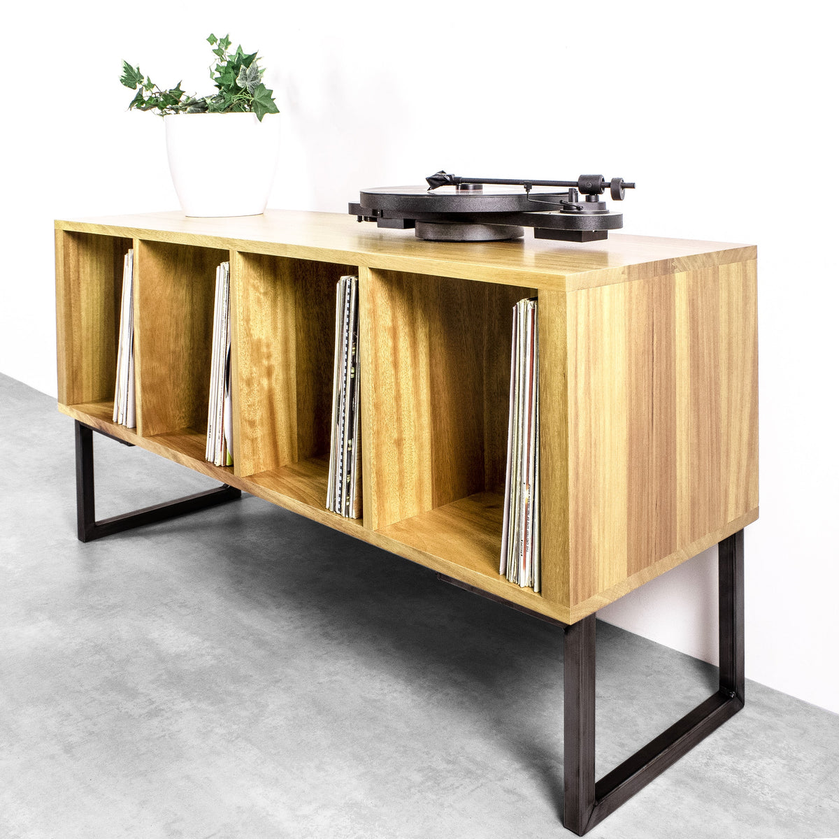 Meuble Vinyles Condor - Bois Massif, Pieds Carrés