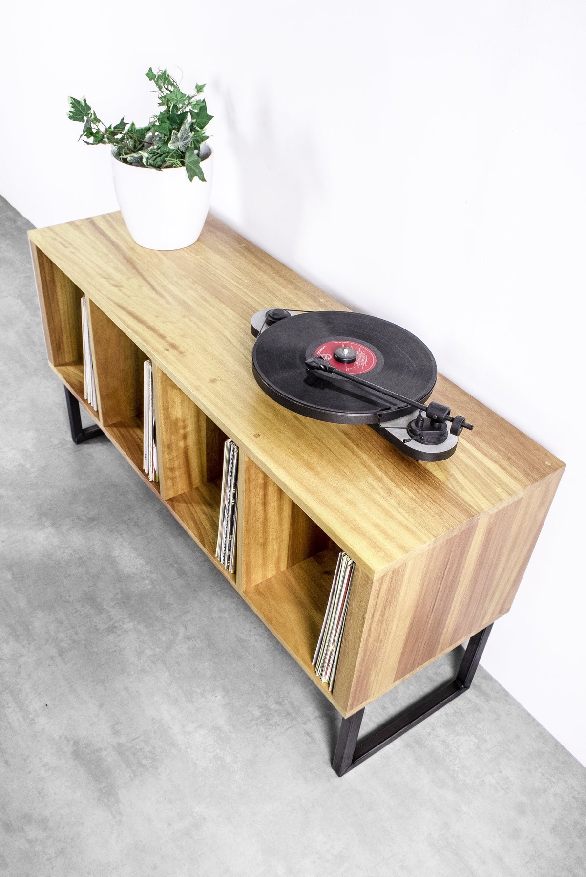 Meuble Vinyles Condor - Bois Massif, Pieds Carrés