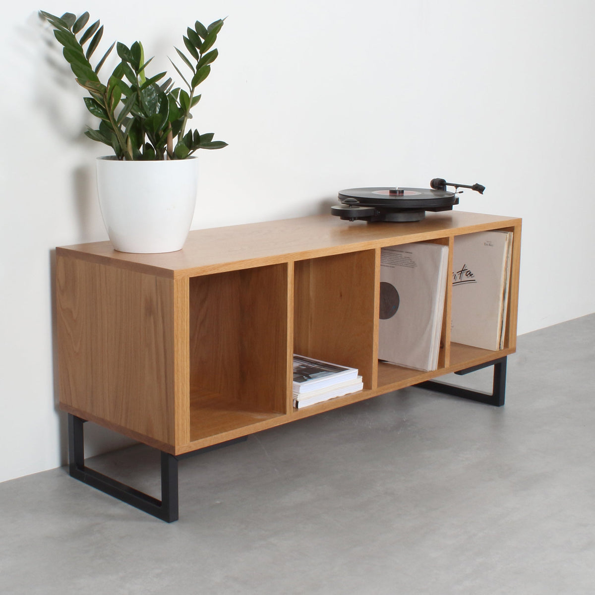 Meuble Vinyles Condor - Bois Massif, Pieds Carrés