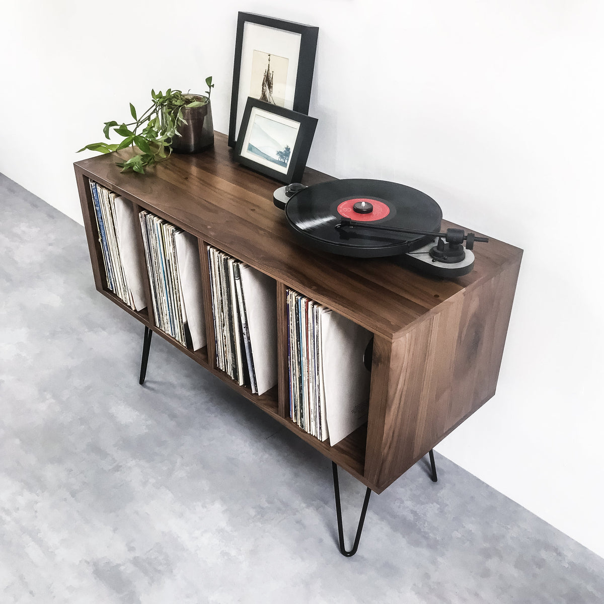 Meuble Vinyles Condor - Bois Massif, Pieds Épingle