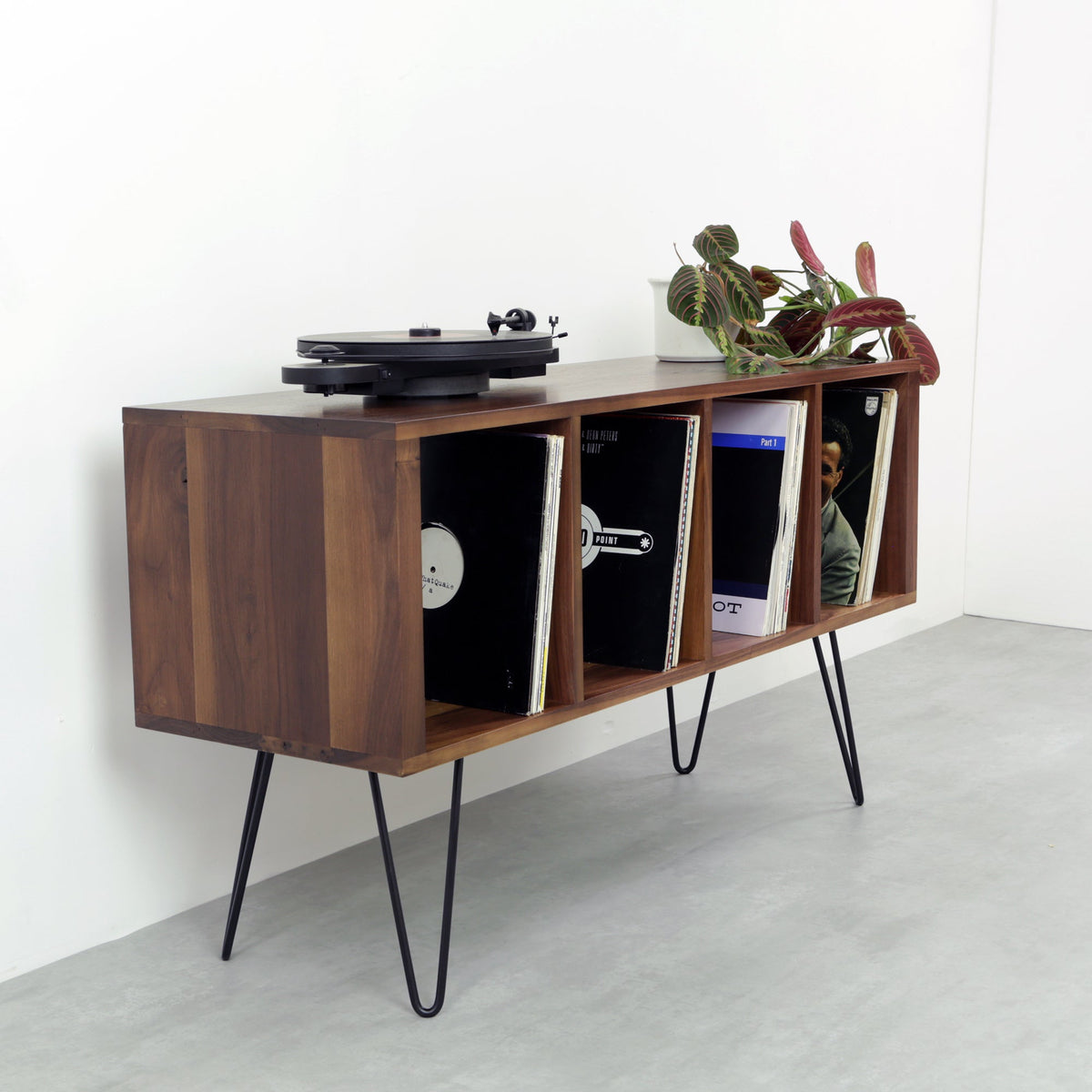 Meuble Vinyles Condor - Bois Massif, Pieds Épingle