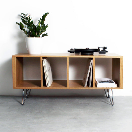 Meuble Vinyles Condor - Bois Massif, Pieds Épingle