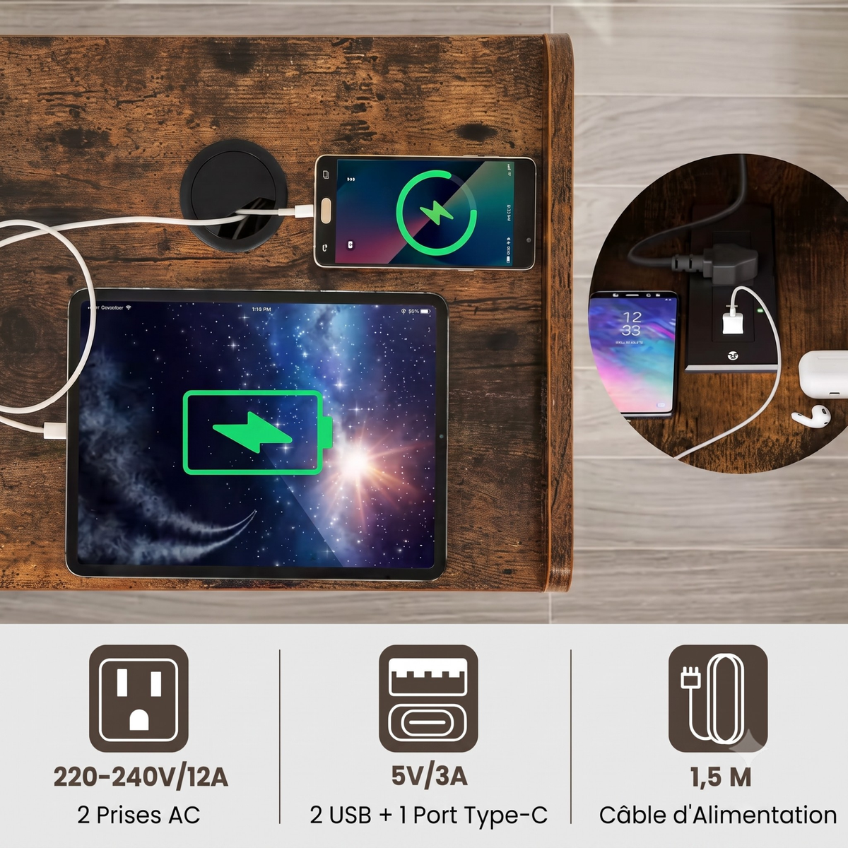 Table Platine avec Station de Charge