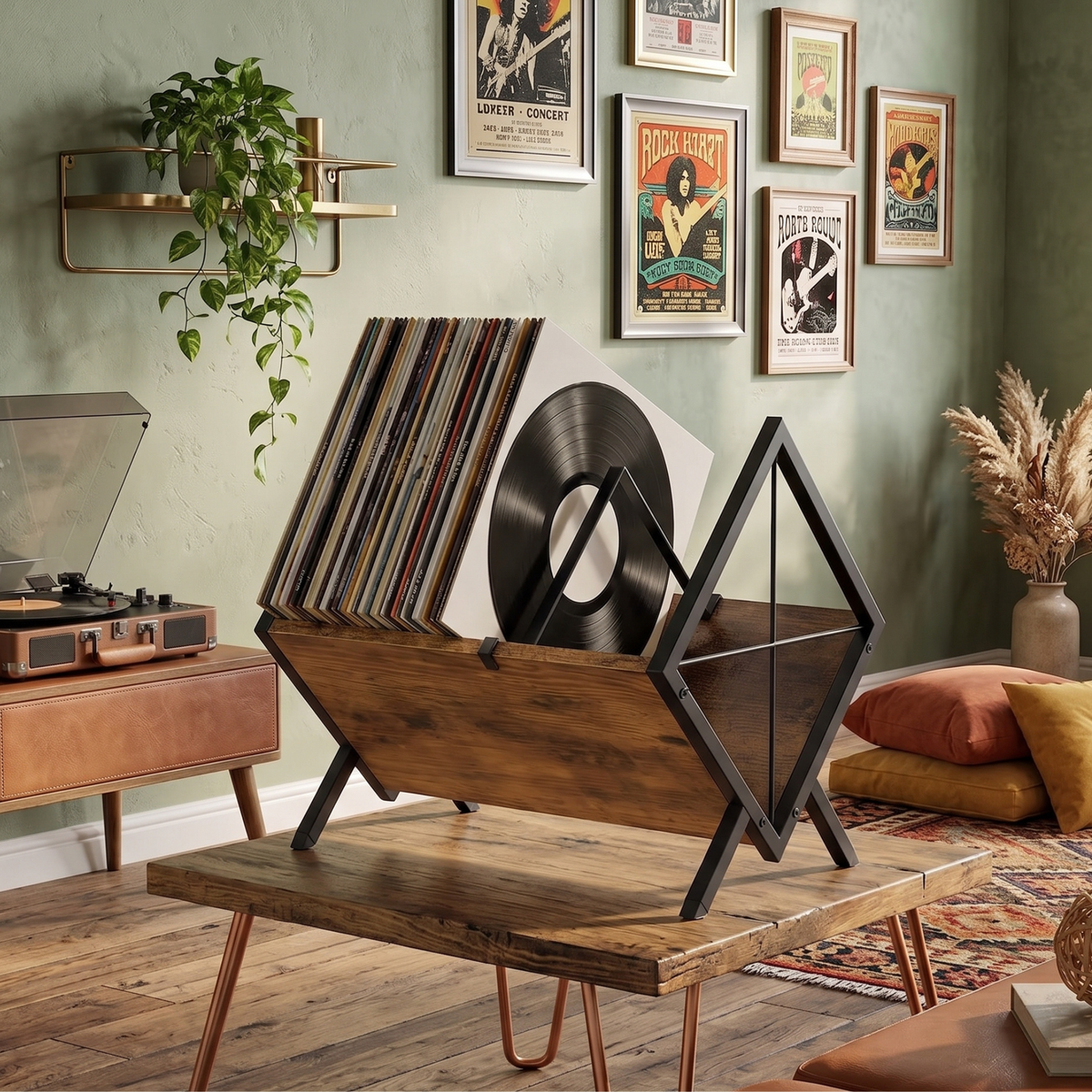 Porte-Vinyles Bois & Métal