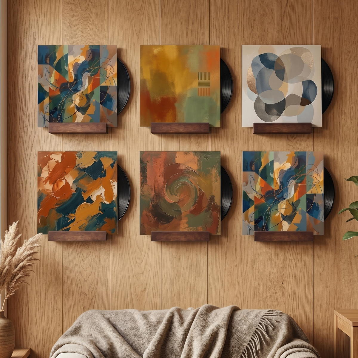 Lot de 6 Étagères Murales pour Vinyles