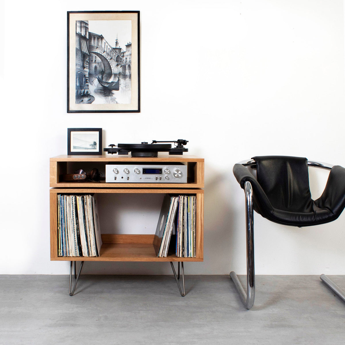 Meuble Platine Stack - Bois Massif, Pieds Épingle