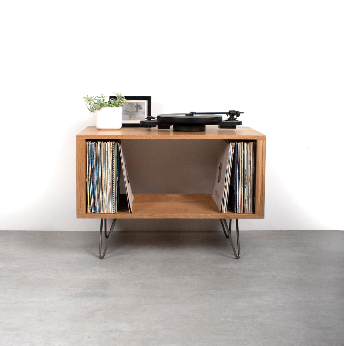 Meuble Vinyles Stanton - Bois Massif, Pieds Épingle