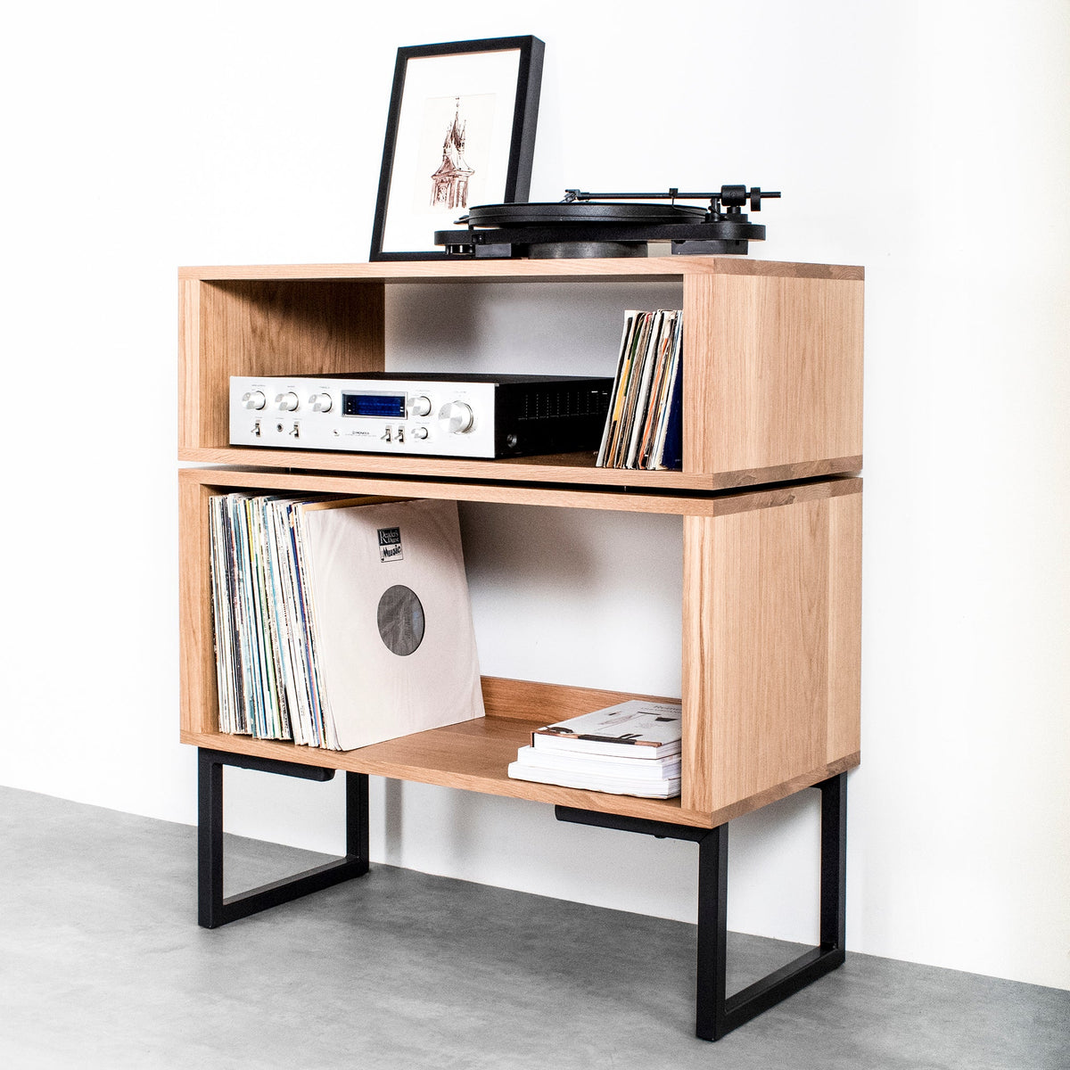 Meuble Platine Tall Stack - Bois Massif, Pieds Carrés