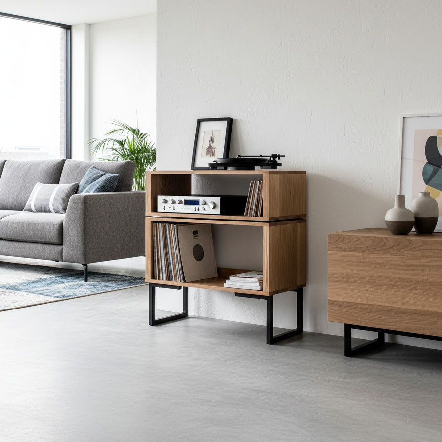 Meuble Platine Tall Stack - Bois Massif, Pieds Carrés