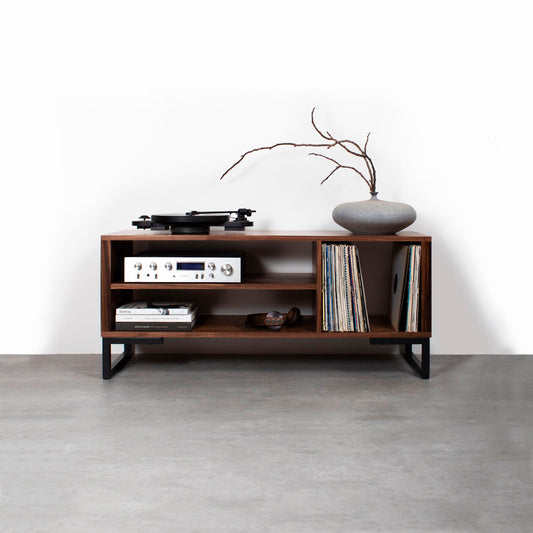 Meuble TV et Vinyles Asymmetric - Bois Massif